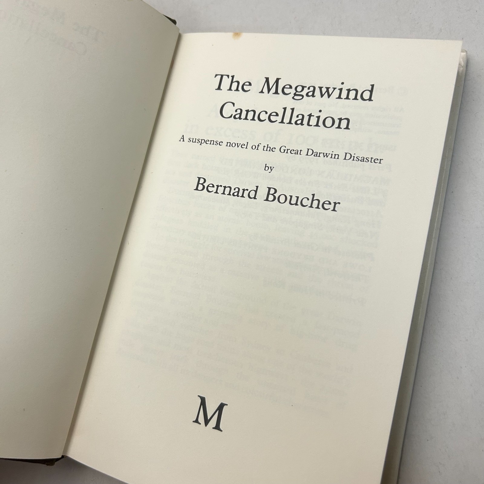 The Megawind Cancellation by Bernard Boucher 1979 1st ed Signed Cyclone Tracy