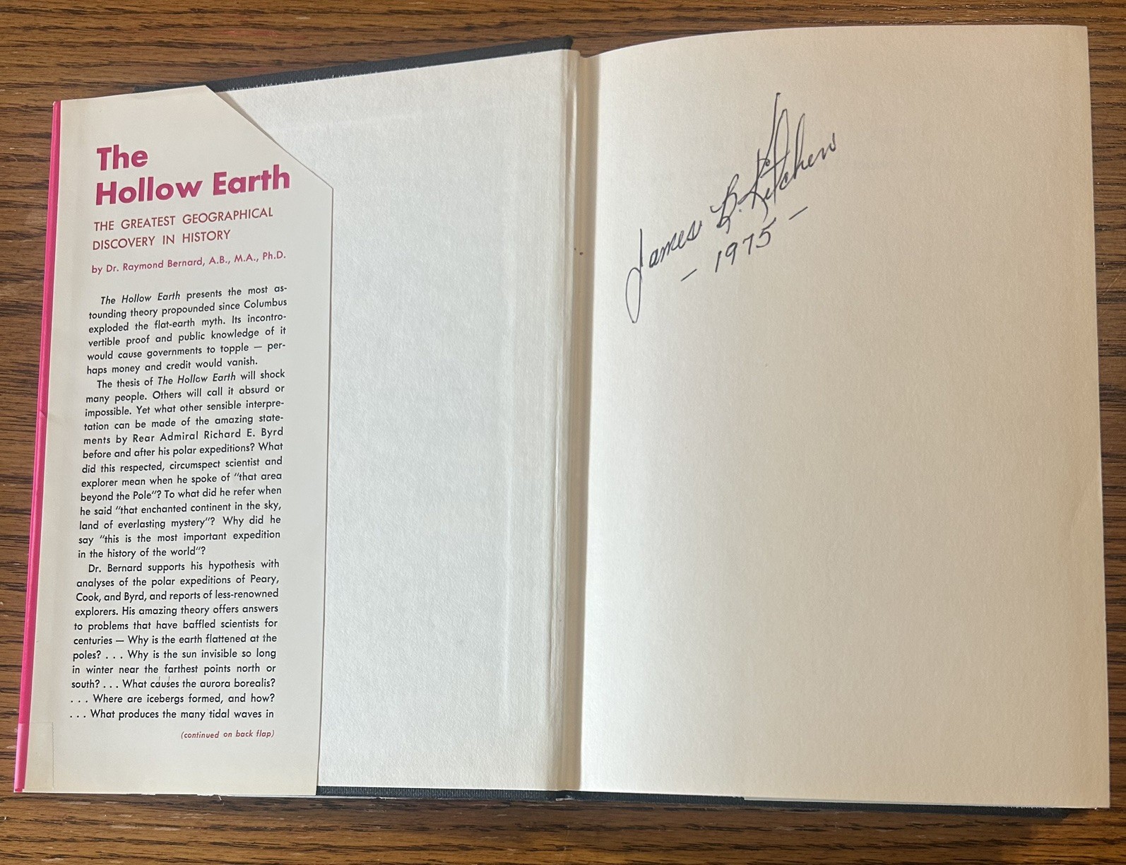The Hollow Earth Raymond Bernard 1969 HC Admiral Byrd UFO Occult Esoteric
