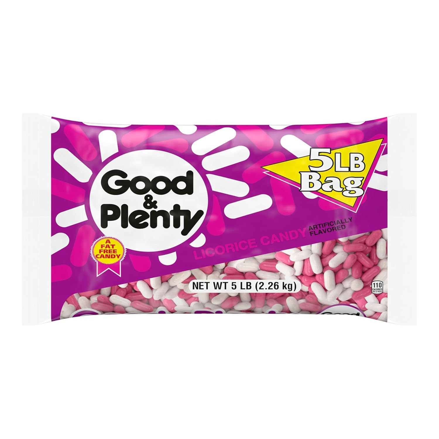 GOOD & PLENTY Licorice Fat Free, Candy Bulk Bag, 5 Lbs