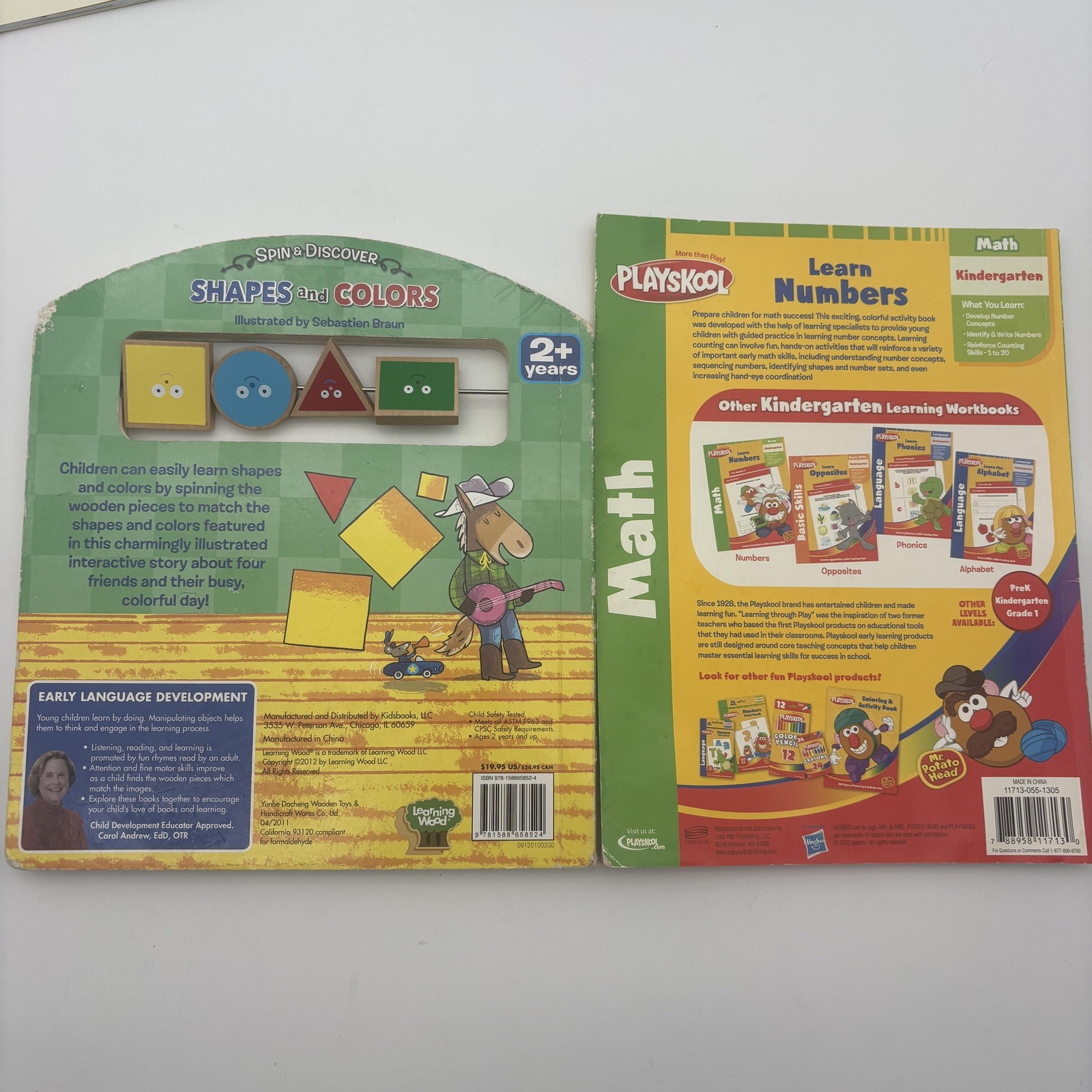 Spin & Discover Shapes Colors/Playskool Learn Numbers Multi Board PB Kids Math