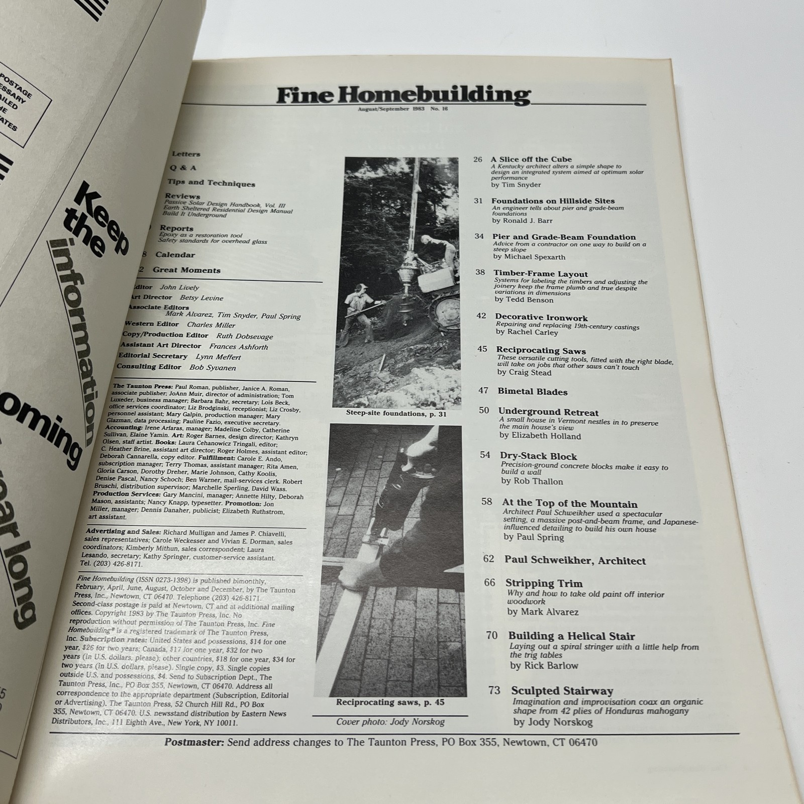 Fine Homebuilding Magazine August/September 1983 No. 18 Vintage Laminated Stair