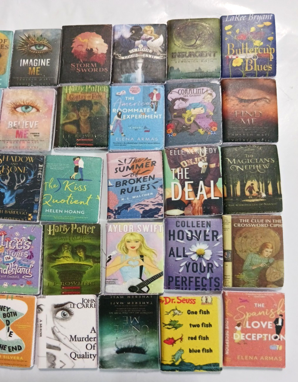 Doll house books 1:12 scale mini books 40 Cute tiny miniature book 3/4″ x 5/8″