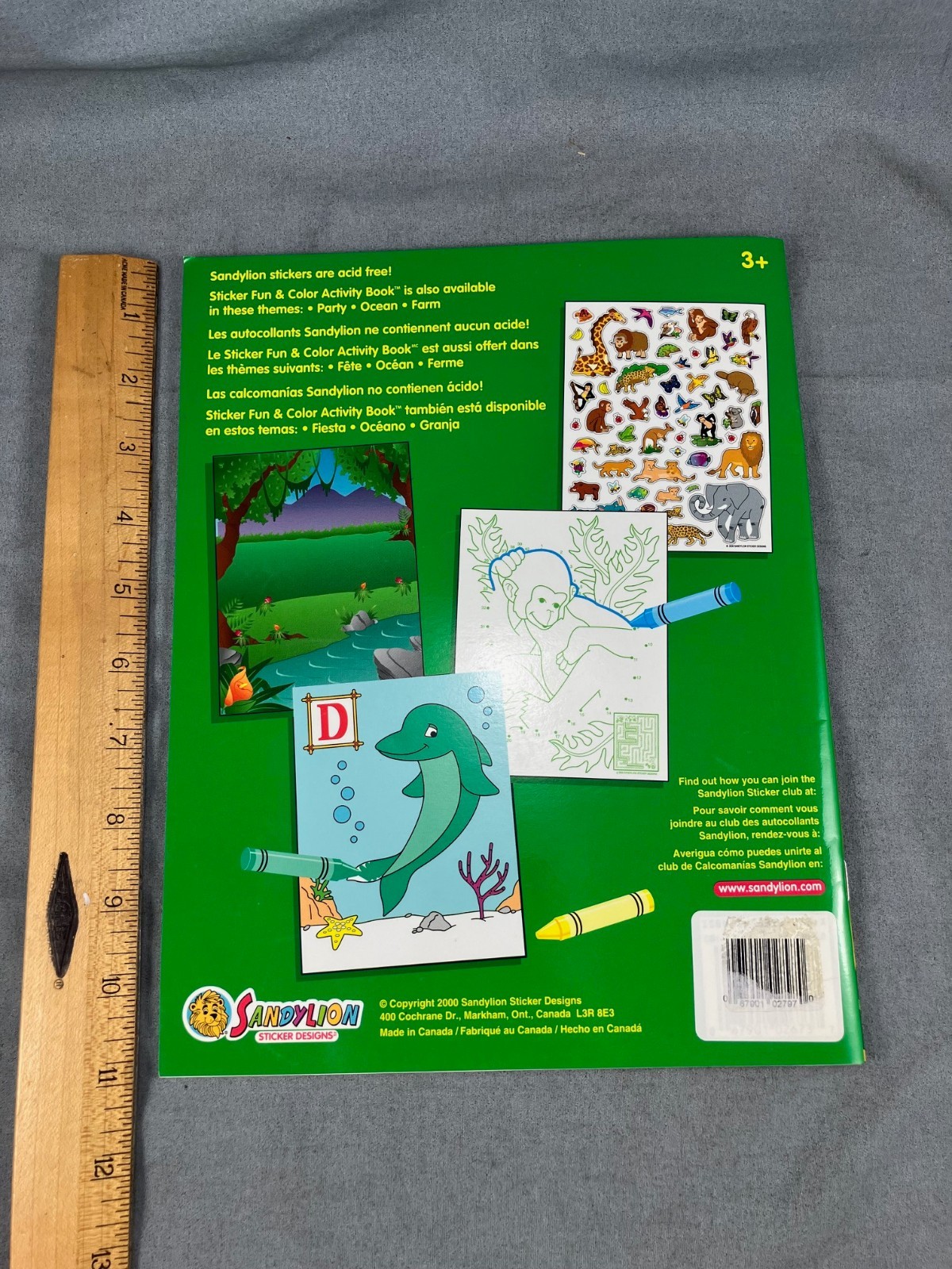 Sandylion JUNGLE Sticker Fun & Color Activity Book w/ Over 100 Stickers Vtg 2000
