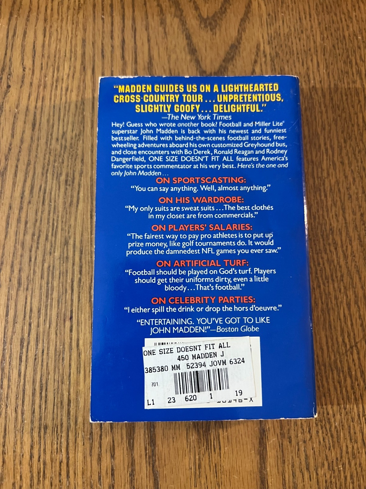 One Size Doesn’t Fit All John Madden 1989 Jove Edition