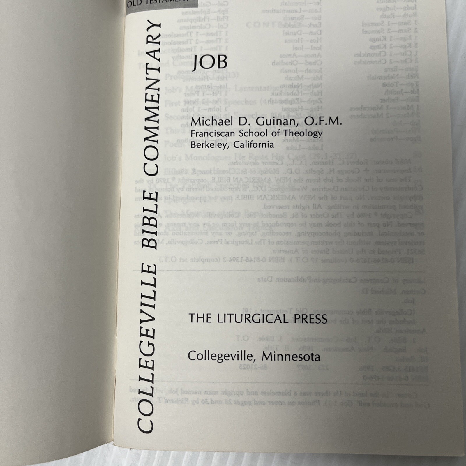 Collegeville Bible Commentary Old Testament Volume 19 Job Liturgical Press