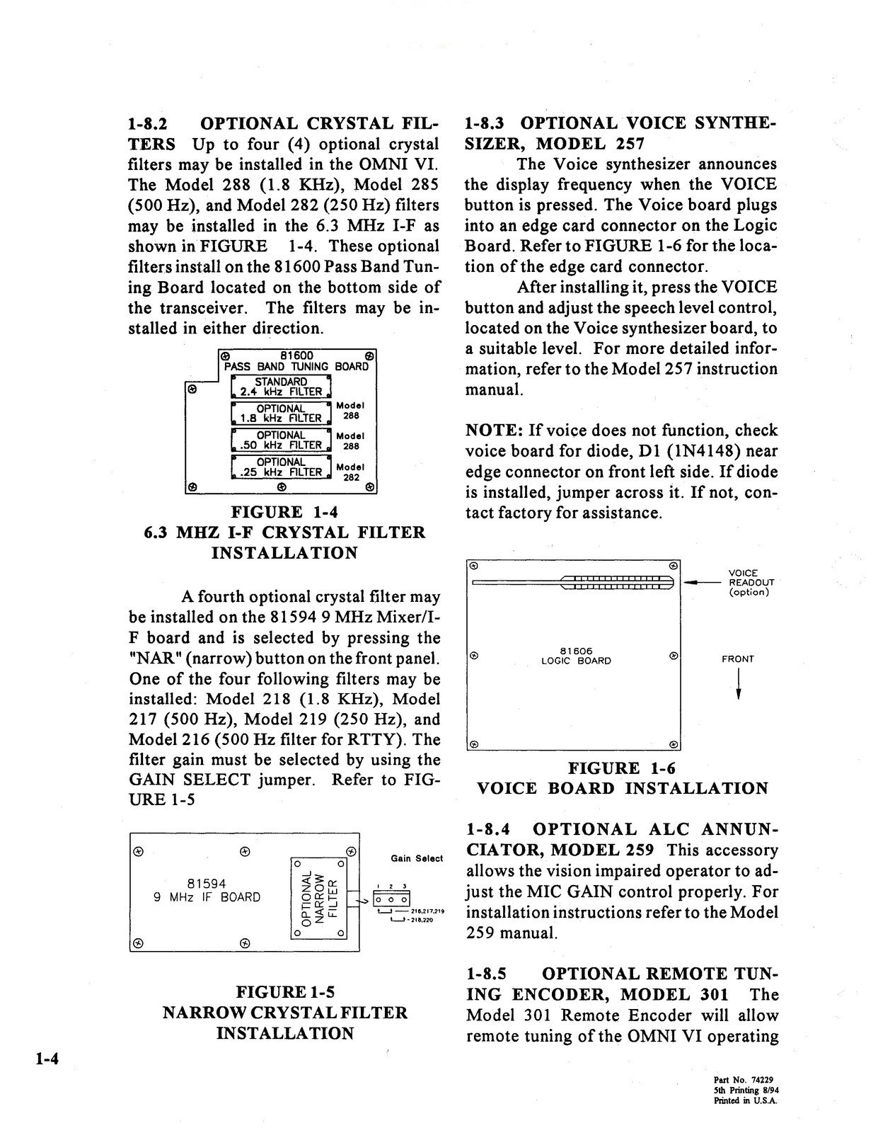 TEN TEC Omni 6 Model 563 HF Transceiver Operators Manual , FOLDOUTS
