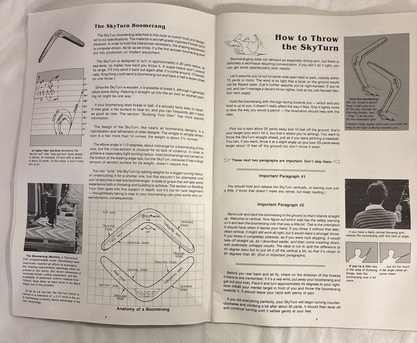 1985 THE BOOMERANG BOOK John Cassidy, Klutz Press, w/ Boomerang 1st Print VTG