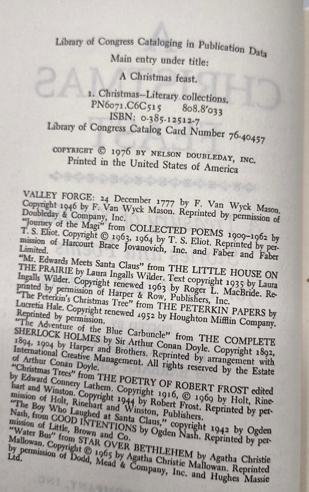 James Charlton Book A Christmas Feast: A Treasury of Yuletide Stories and Poems