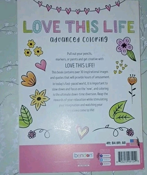 Bendon Love This Life Advanced Coloring Book PB Illustrated Adult * BRAND NEW *
