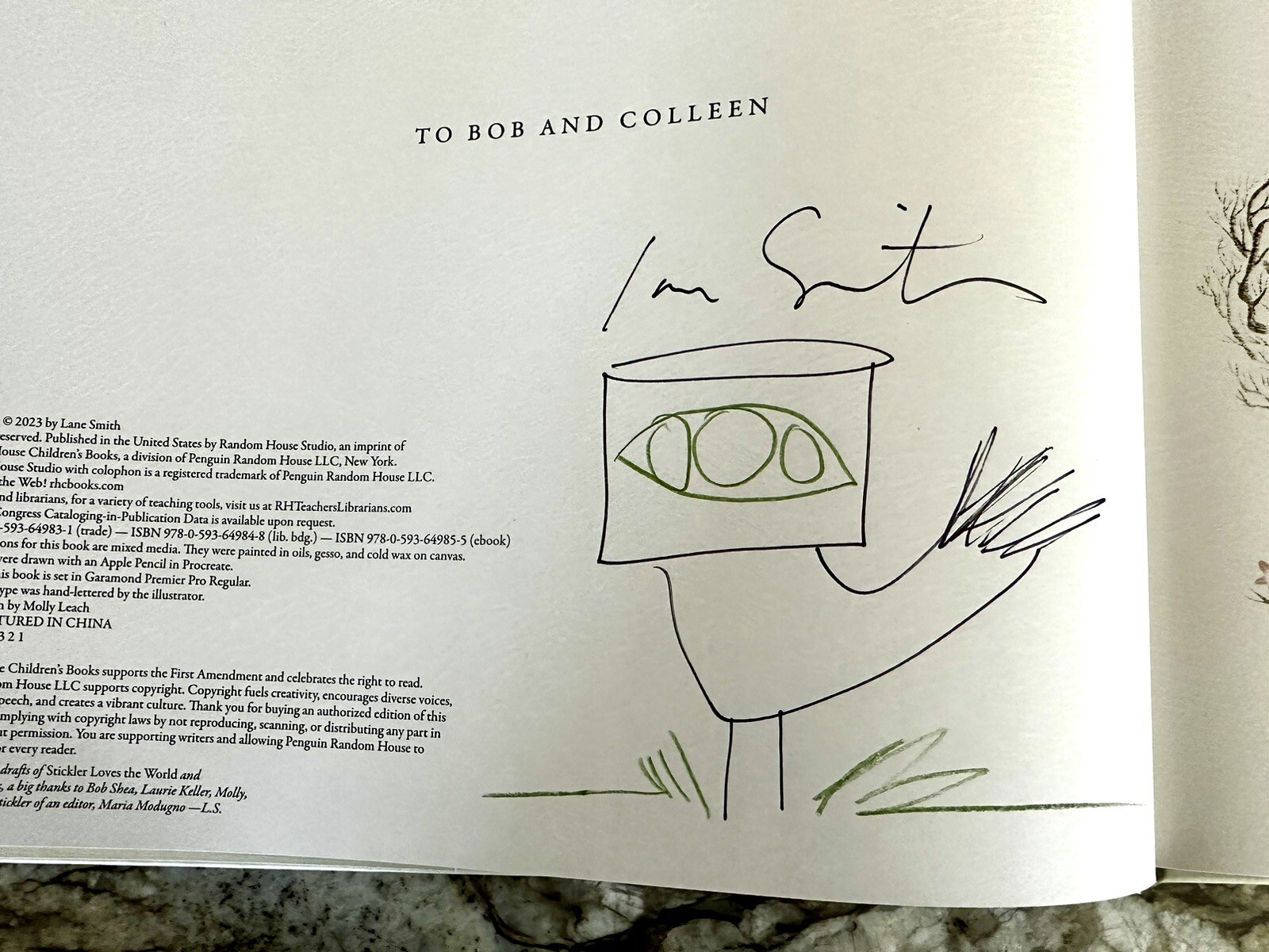 Lane Smith – Stickler Loves the World SIGNED 1st Edition
