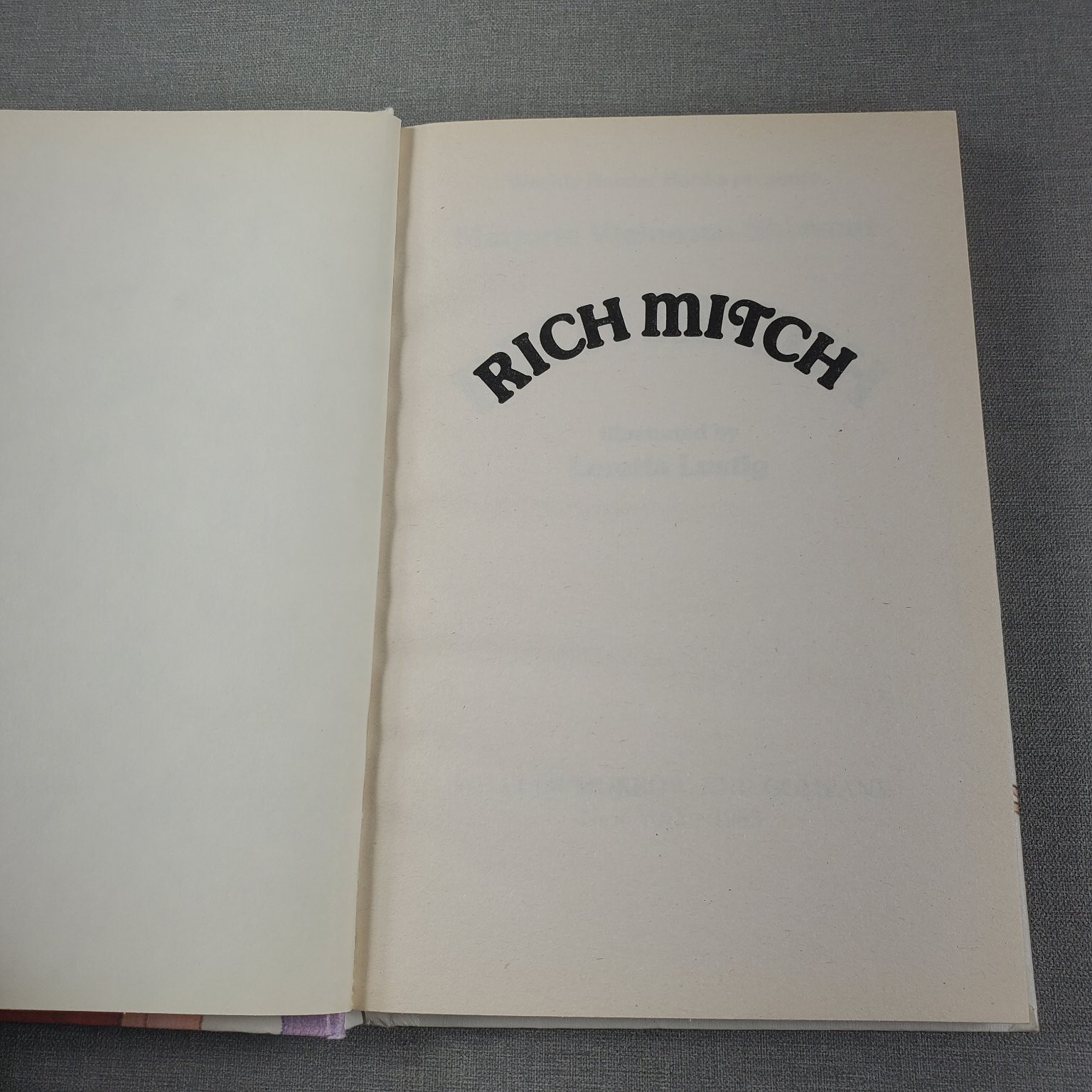 Rich Mitch Marjorie Weinman Sharmat 1983 Illustrated Children’s Book Morrow