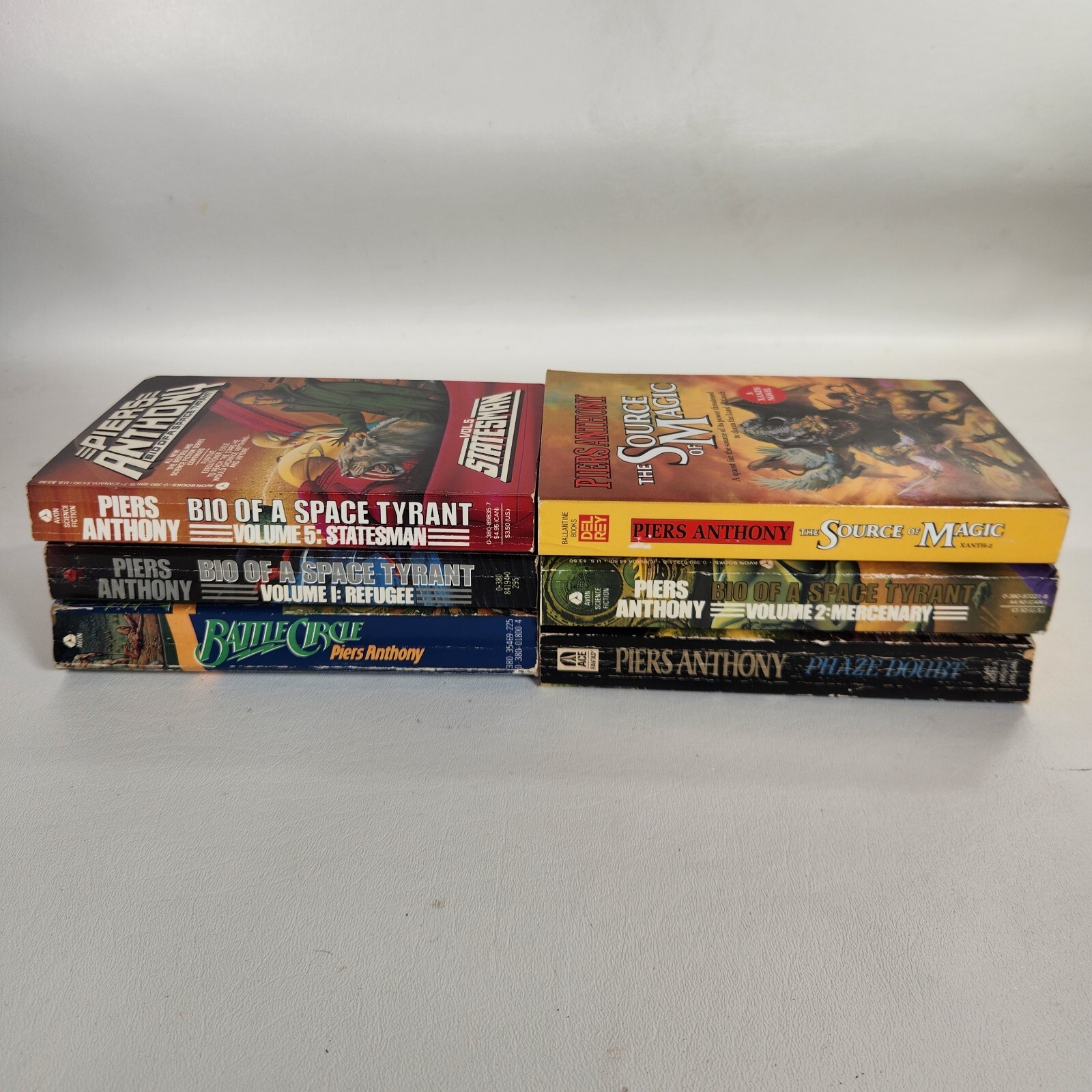 PIERS ANTHONY Book Lot Of 6 BATTLE CIRCLE, THE SOURCE OF MAGIC, PHAZE DOUBT, +