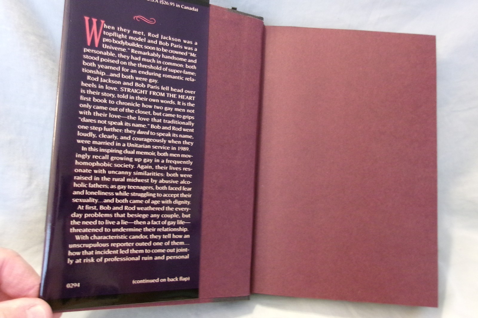 Straight from the Heart by Bob & Rod Jackson-Paris (1994, HC) 1st Printing Fair+