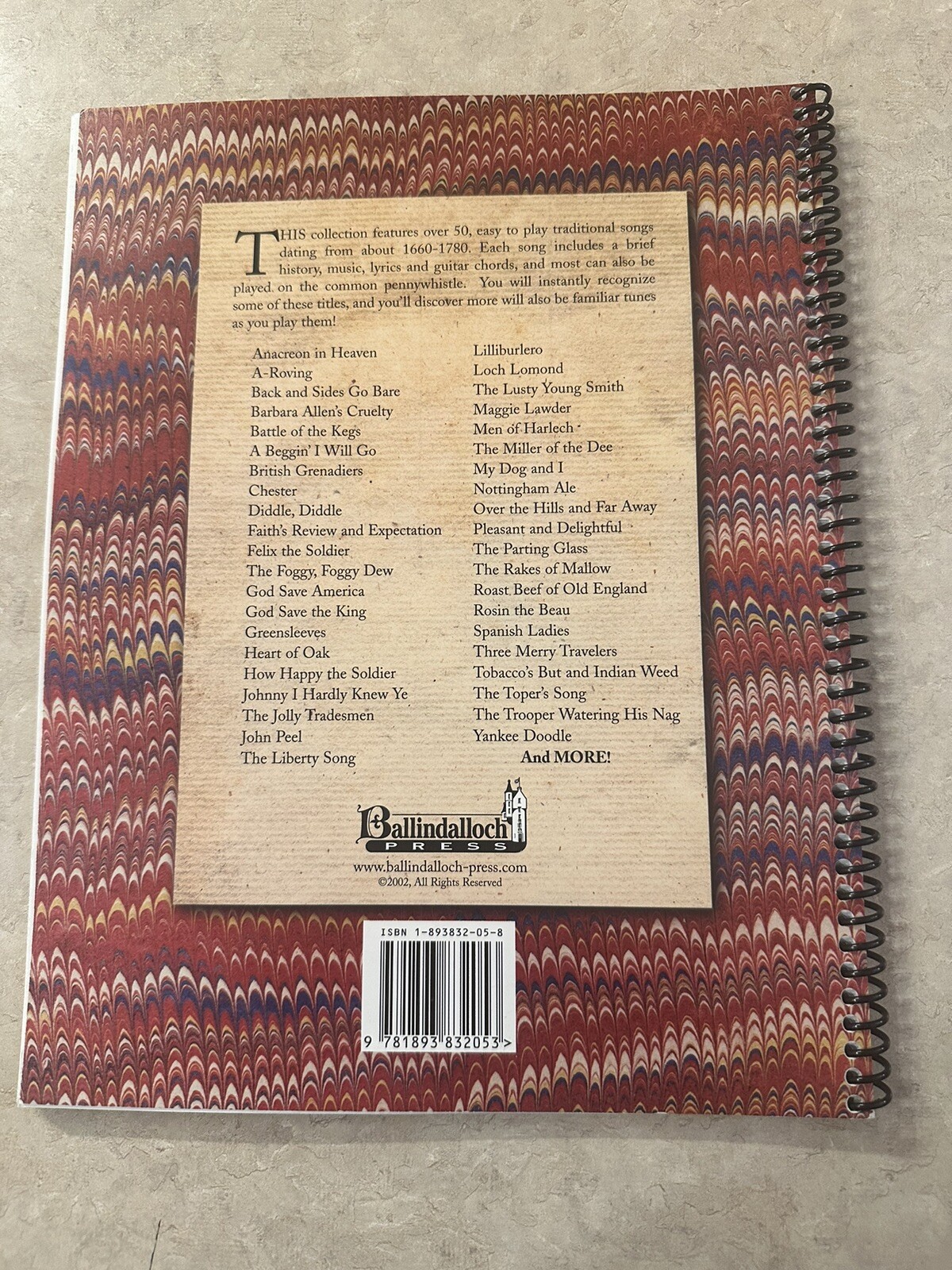 Rare Copy Modest Collection Traditional Songs Colonial Period Tully Music Book