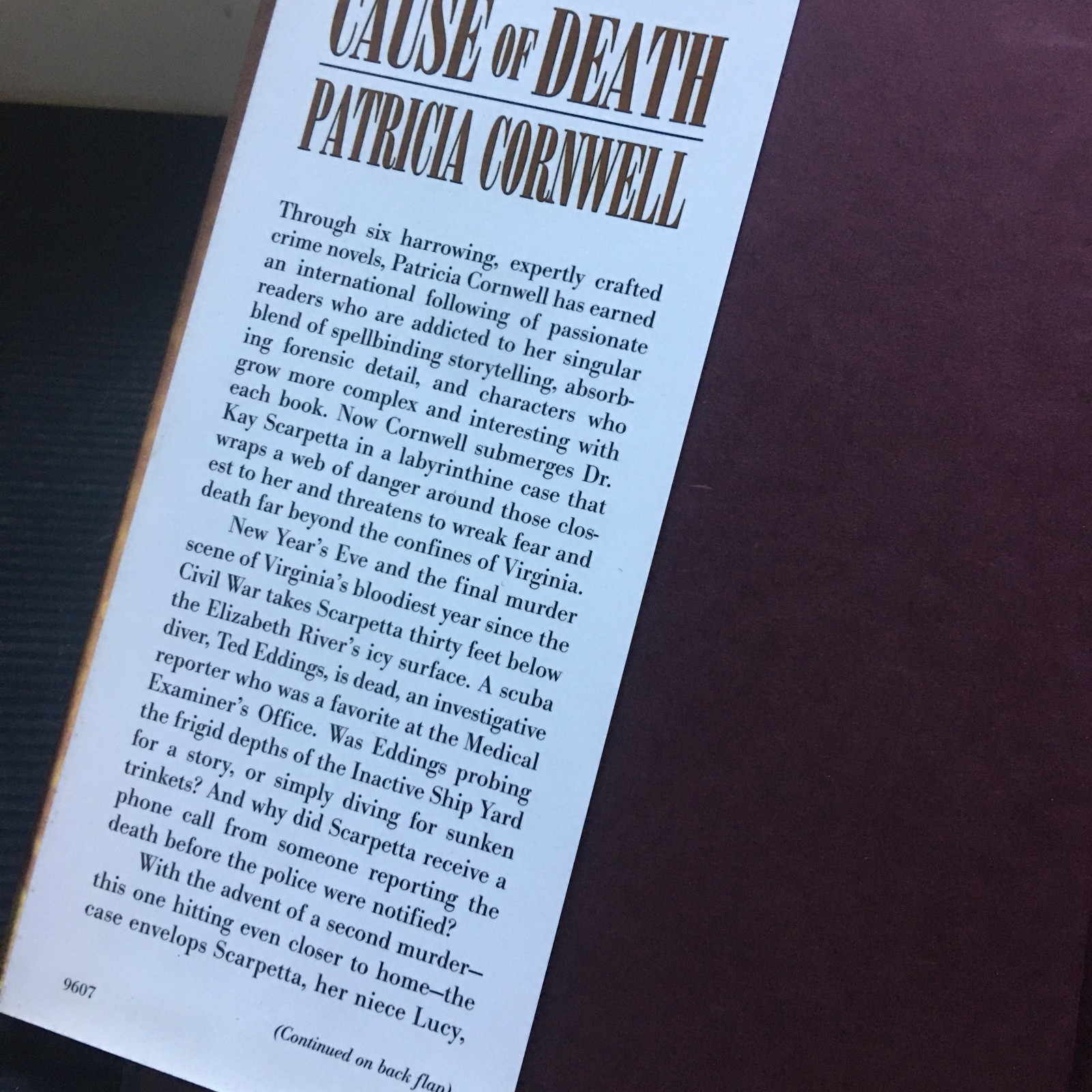 Cause of Death by Patricia Cornwell – Kay Scarpetta Ser. Novel (HardCover)
