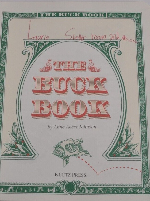 1993 Buch Book Ann Akers Johnson Klutz Press One Dollar Bill Bow Tie Elephant