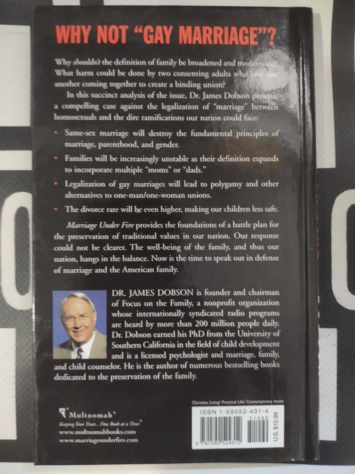 Marriage under Fire : Why We Must Win This Battle by James C. Dobson (2004,…