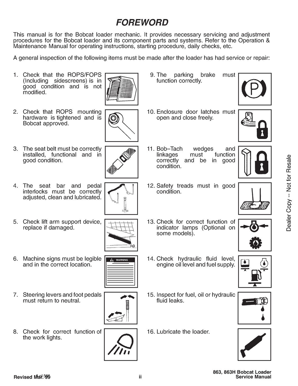 BOBCAT 863 & 863 HIGH FLOW SERVICE MANUAL CLOSURE – JACKET – HUGE FOLDOUTS!