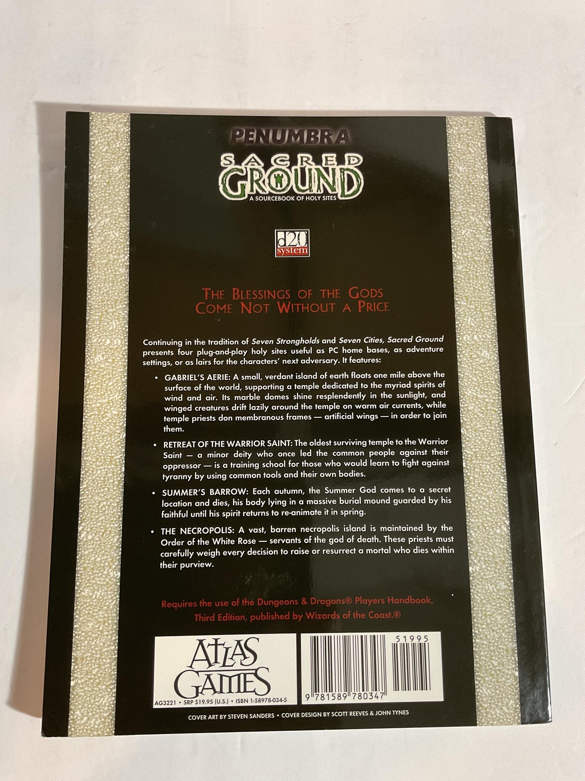 Sacred Ground Penumbra D20 RPG Sourcebook Holy Sites Atlas Games Softcover