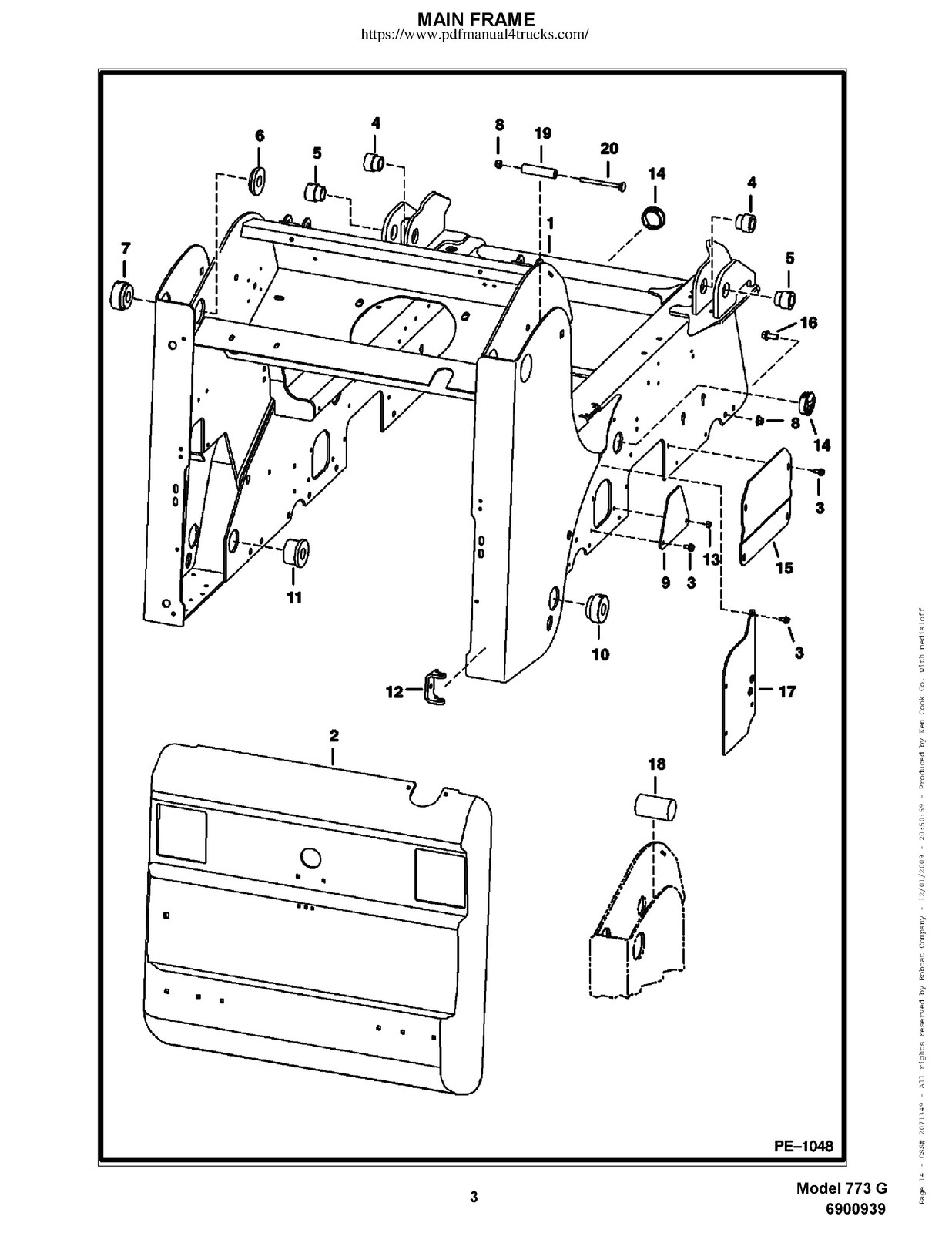 BOBCAT 773 G-Series Skid Steer Parts Manual 2009 SN 500K11001 Up – WIRE BOUND