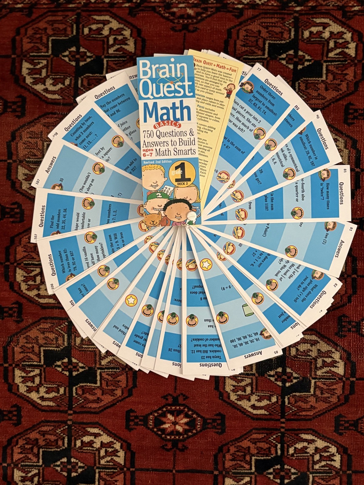 2 Brain Quests Reading Basics 6-7 Gr. 1 Deck 1 AND Math Basics 6-7 Gr. 1 Deck 2