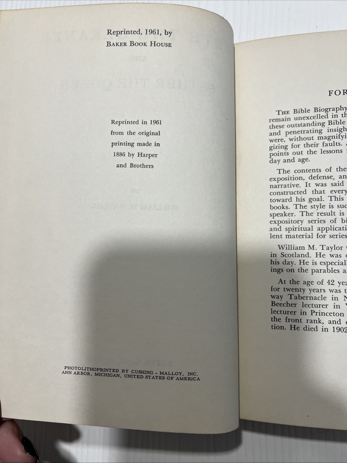 Ruth The Gleaner And Esther The Queen︱1961︱William M. Taylor︱Hardback Book︱Vinta