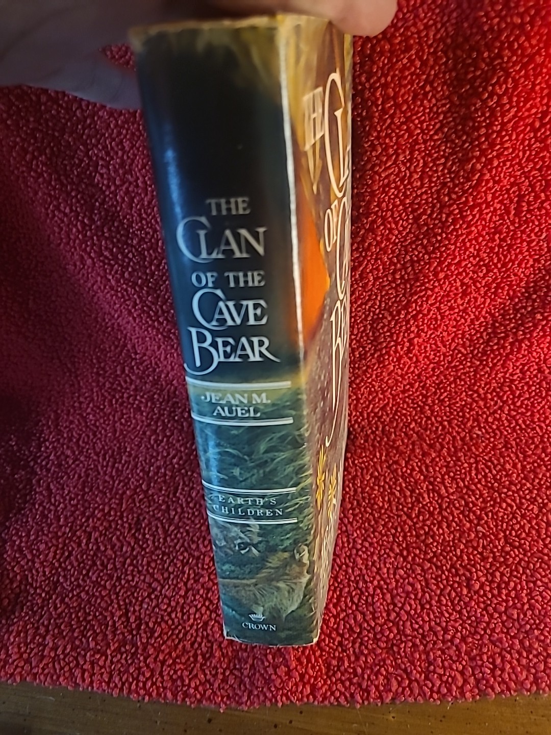 Hardcover first edition of the novel The Clan of the Cave Bear by Jean M. Auel.