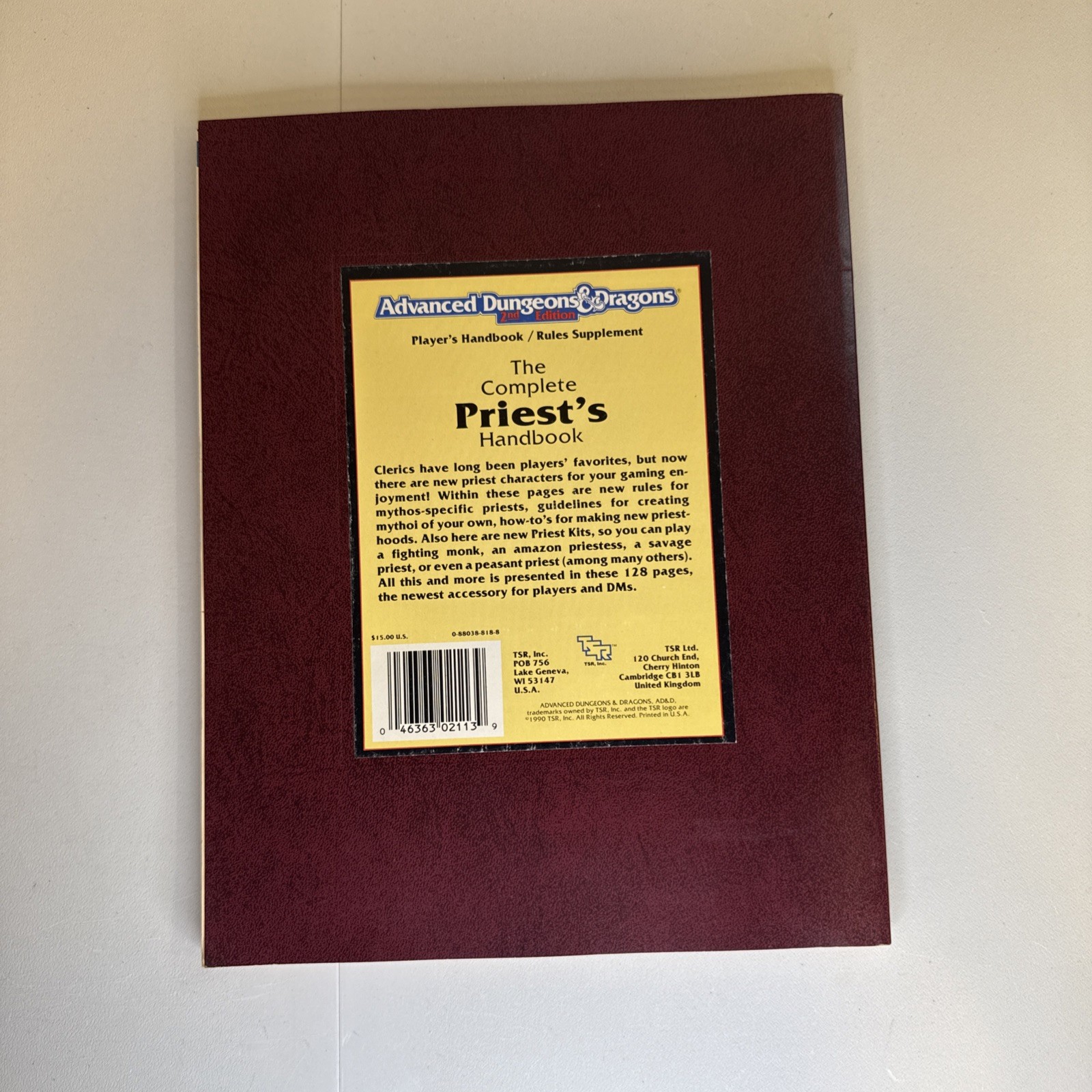 Advanced Dungeons & Dragons 2nd Ed Complete Priests Handbook 2113 SC RPG TSR