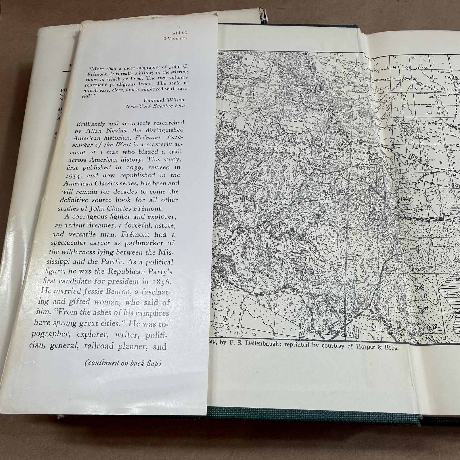 Vintage Fremont Pathmarker Of The West Allan Nevins 2 Vol Green HC Ungar USA