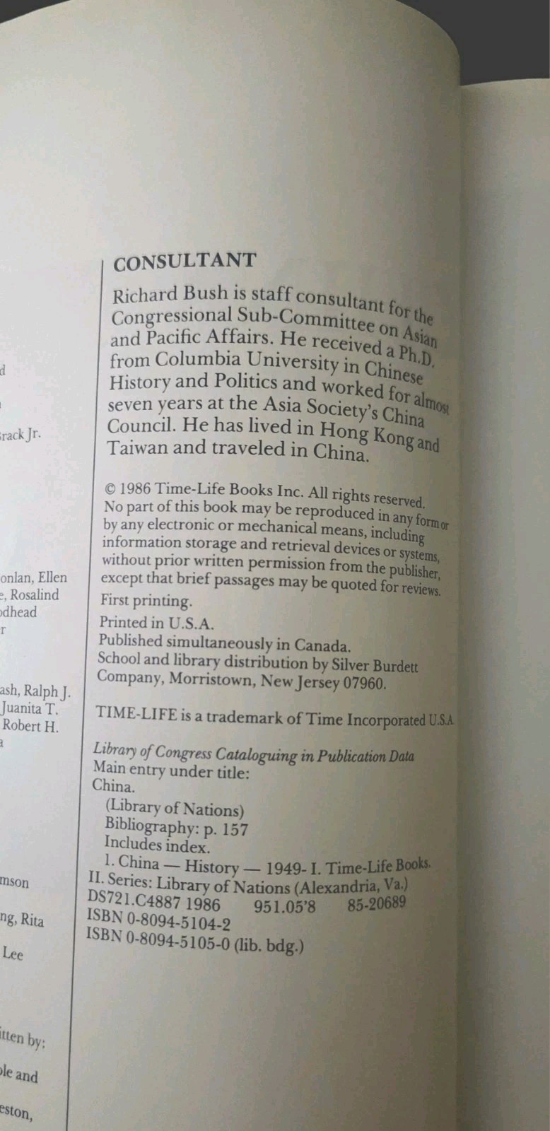 Library Of Nations : China Time Life Books Hardcover 1986 FIRST PRINTING