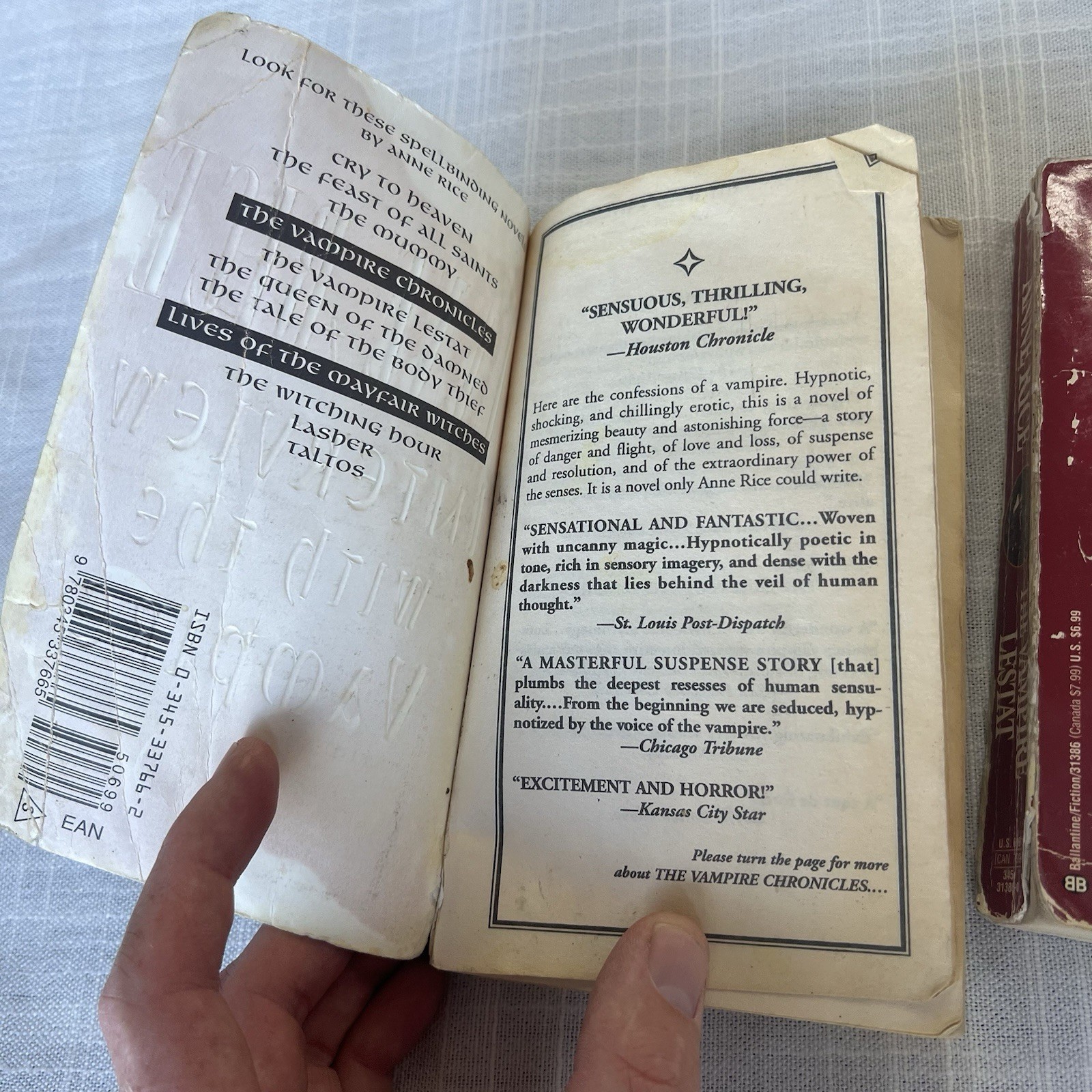 VAMPIRE CHRONICLES 1-3 Series Anne Rice Vtg Paperback Interview Lestat Queen Set