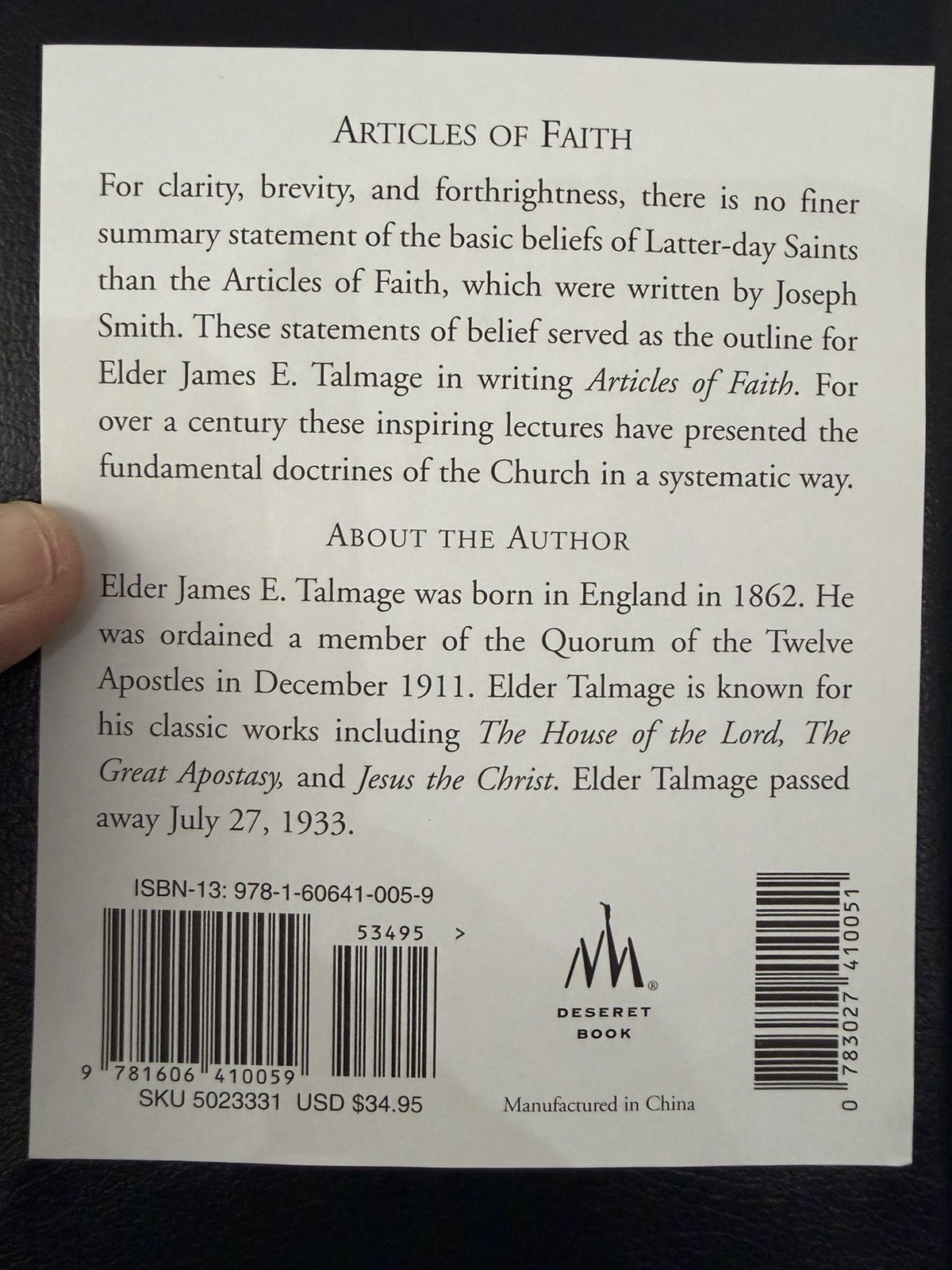 Articles Of Faith Talmage Blue Pocket Leather