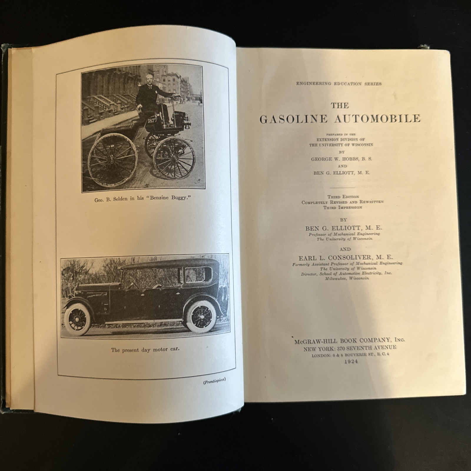 The Gasoline Automobile By Elliott & Consolver Hard Cover 1924 3rd Ed. 25A1016