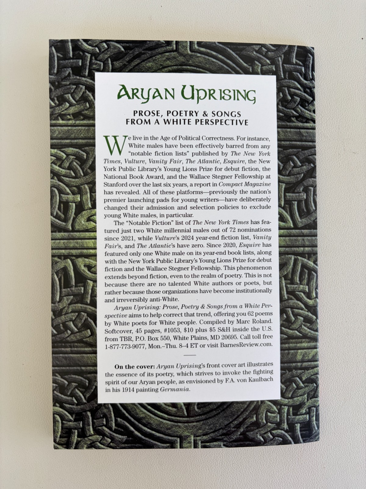 Aryan Uprising: Prose, Poetry and Songs from White Perspective by Marc Roland PB