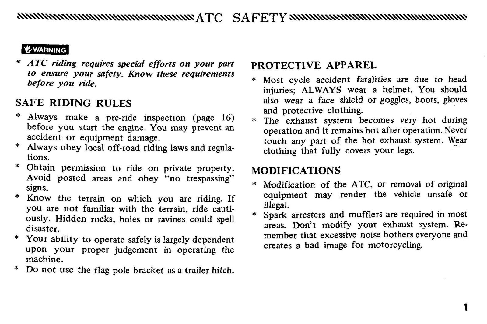 1980 Honda ATC110 Owner’s Manual 58 Pages