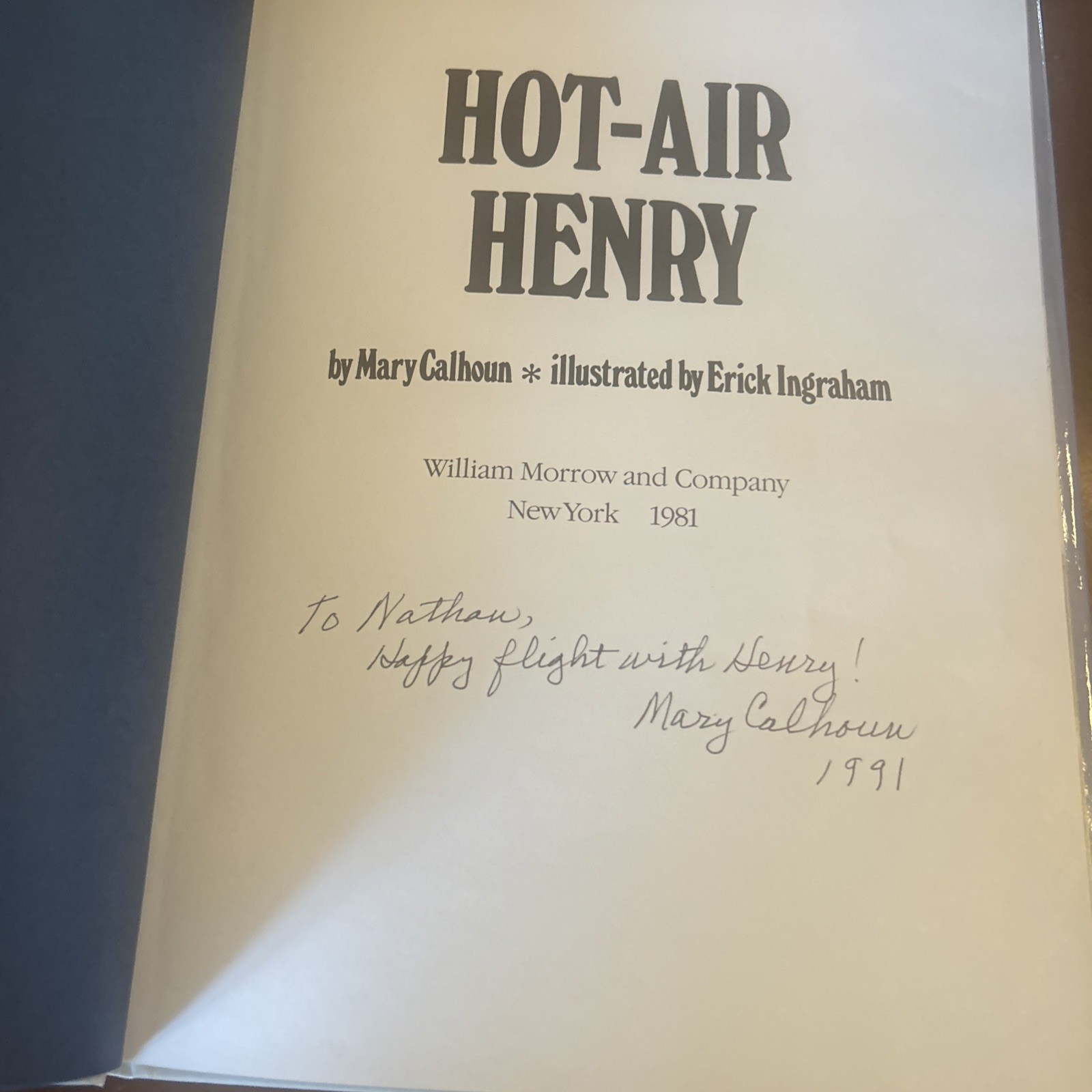 Hot Air Henry by Marin Calhoun 1981￼1st Edtion SIGNED HCDJ