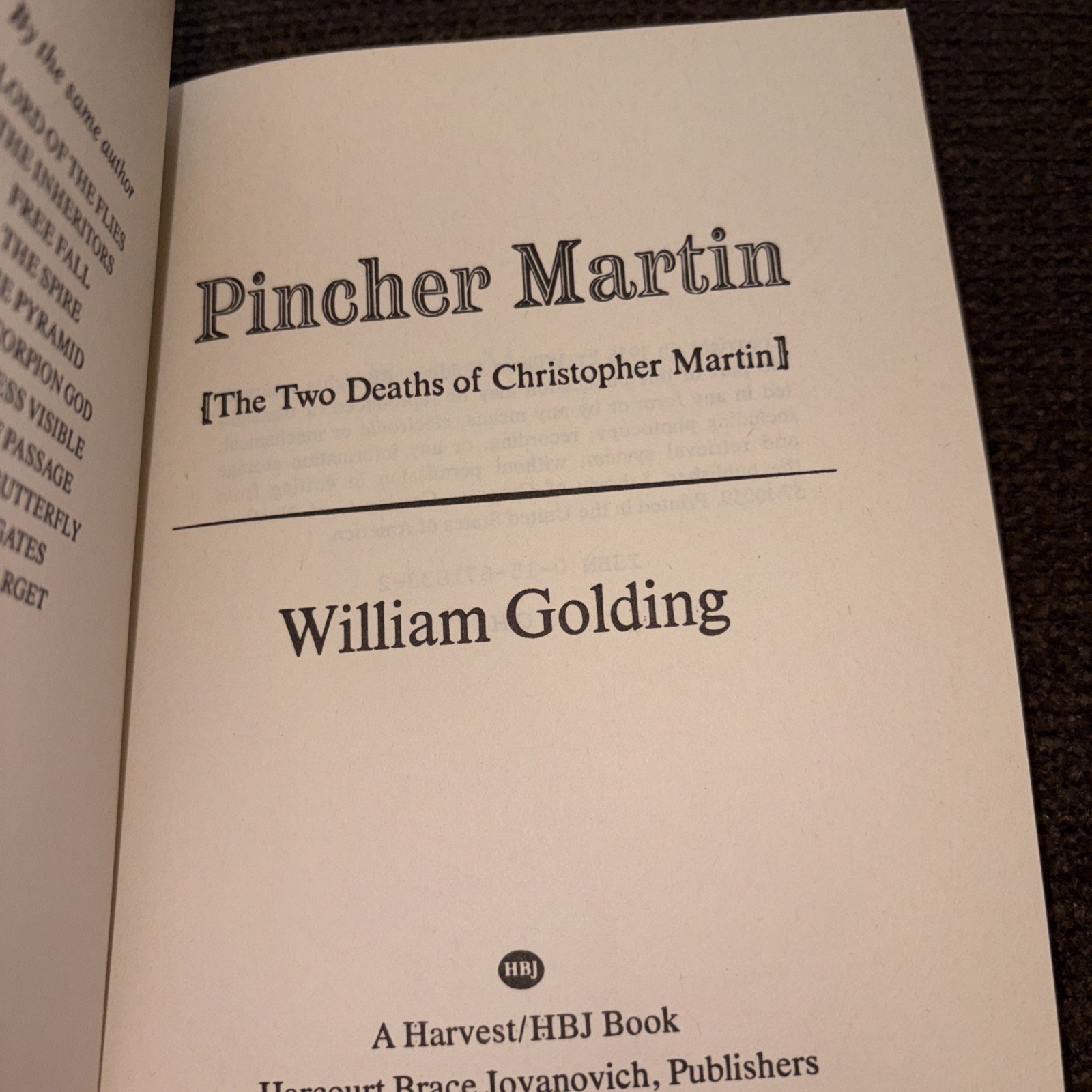 Free Fall + Pincher Martin + Lord Of The Flies by William Golding