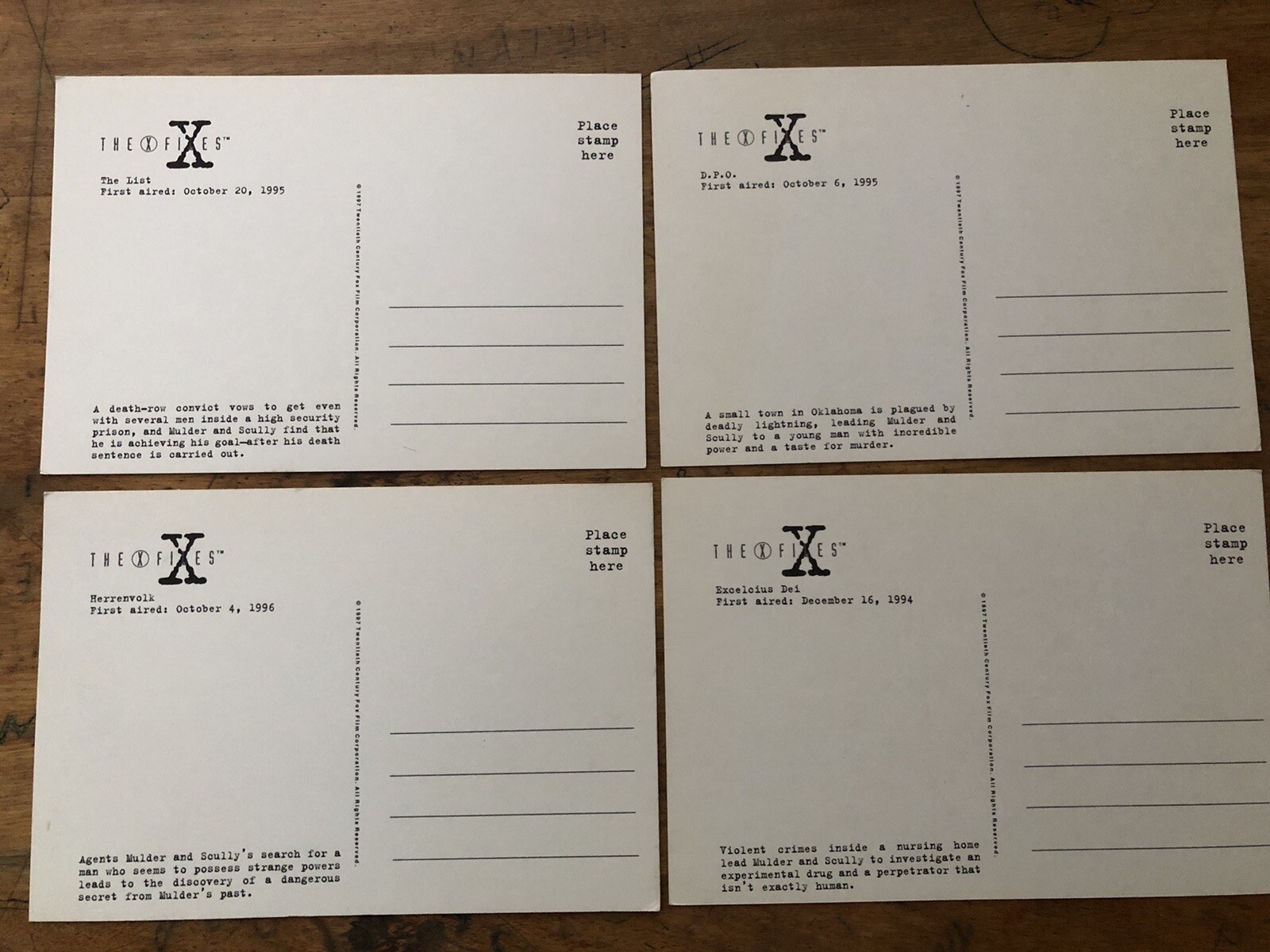 Lot of 21 The X-Files Postcards Unused 1997 Unexplained Phenomena Scully Vintage