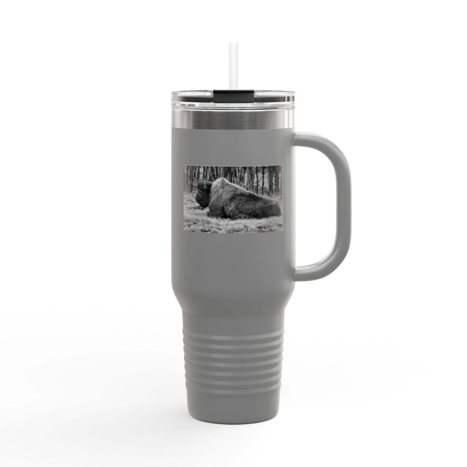 Wildlife-Inspired Insulated Travel Mug – 40oz with Bison Design