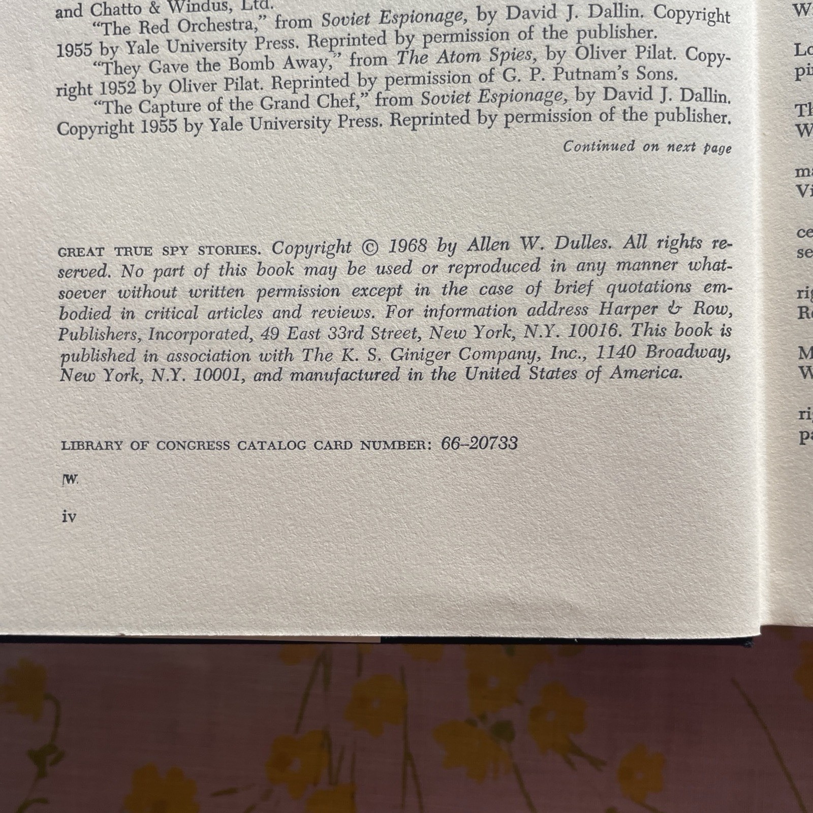 Great True Spy Stories edited by Allen Dulles (1968 HCDJ 392 pages CIA Director)