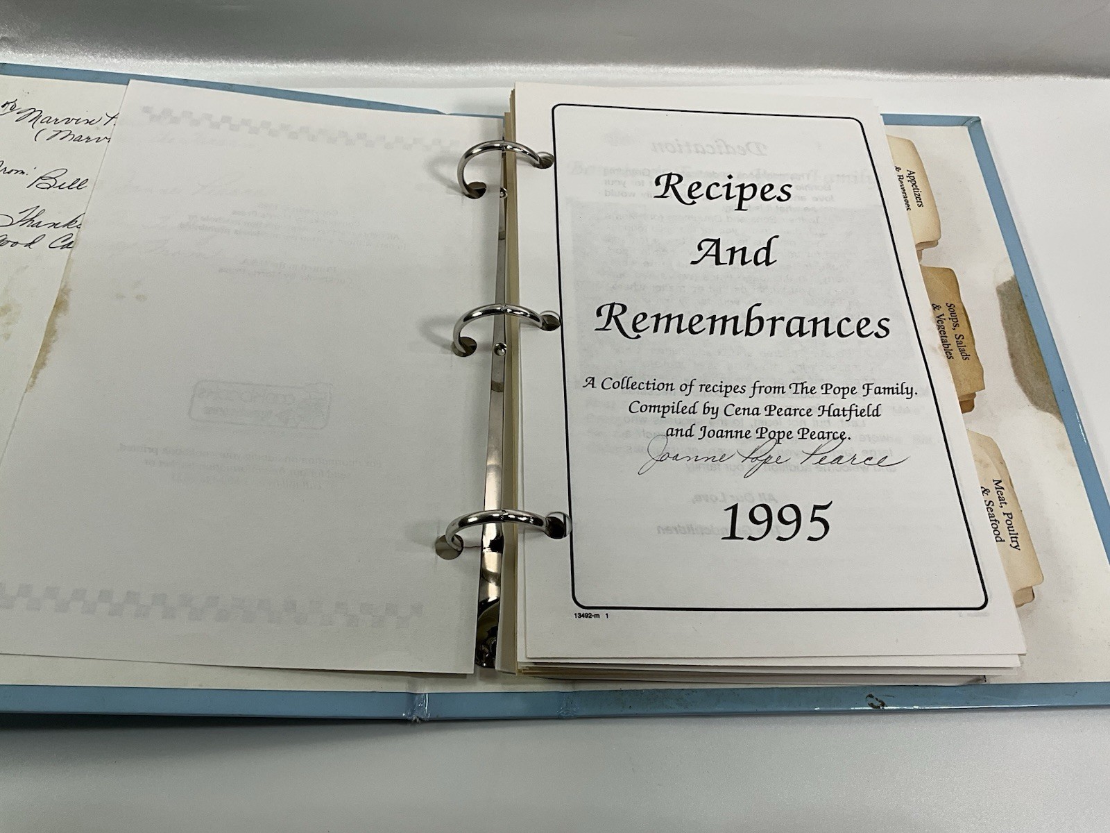 Recipes and Remembrances Pope Family Cookbook 1995 Morris Press Binder Recipe