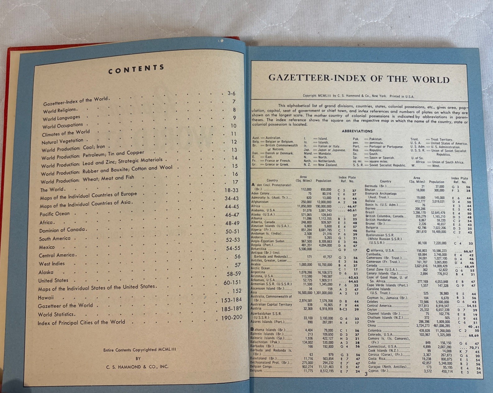 1953 Replogle World Atlas New Census Edition Hardcover