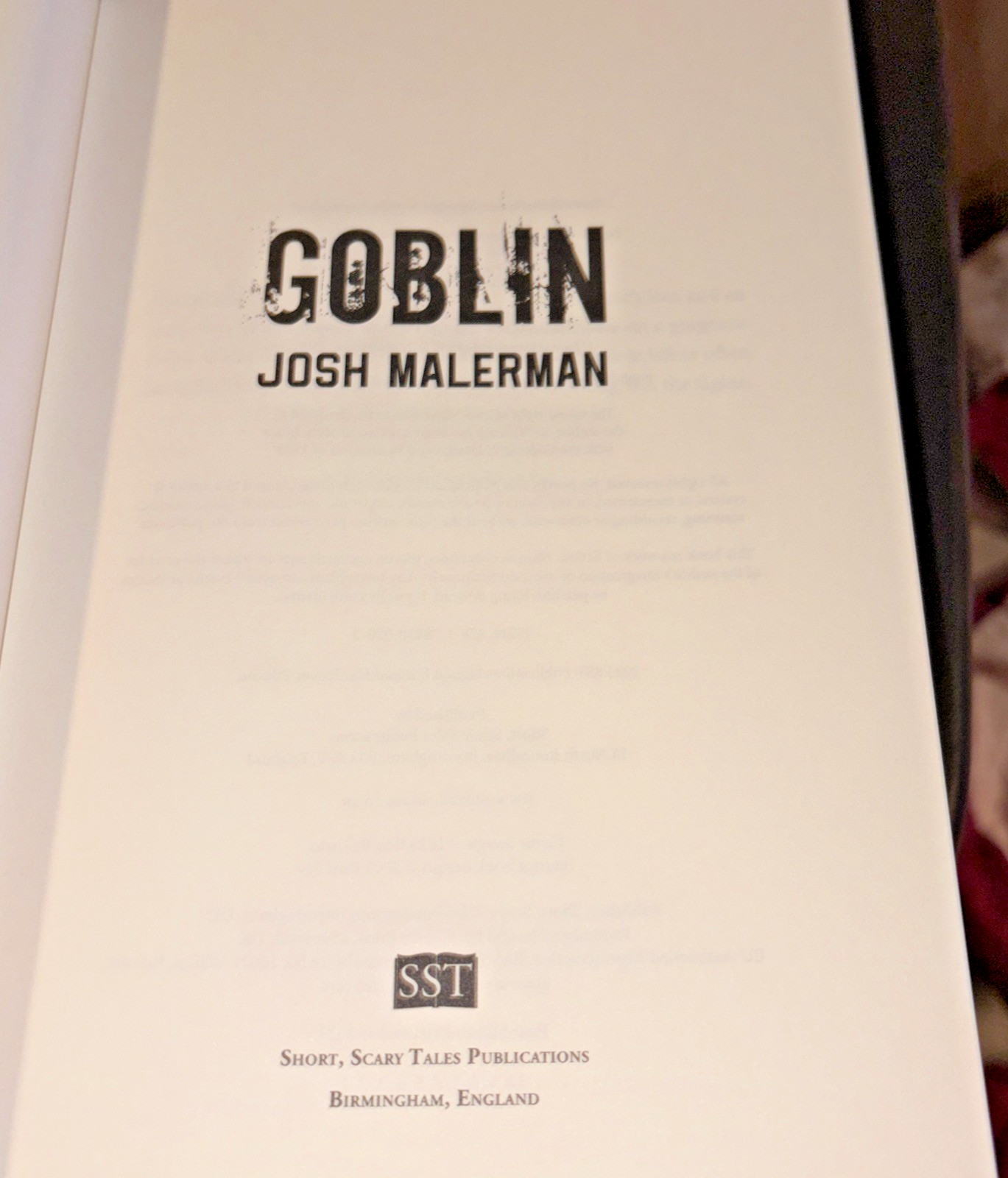 Goblin Josh Malerman 1St Signed Limited Ed. Hc 2025 SST #183