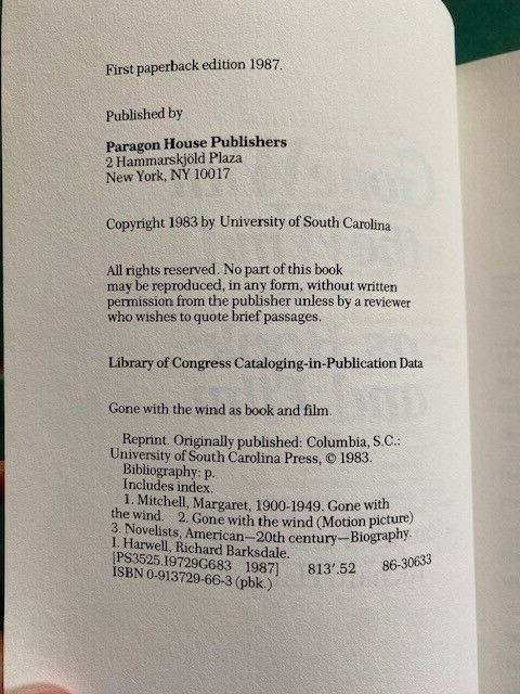Gone With The Wind As A Book and Film – 1987 First Paperback Edition R. Harwell