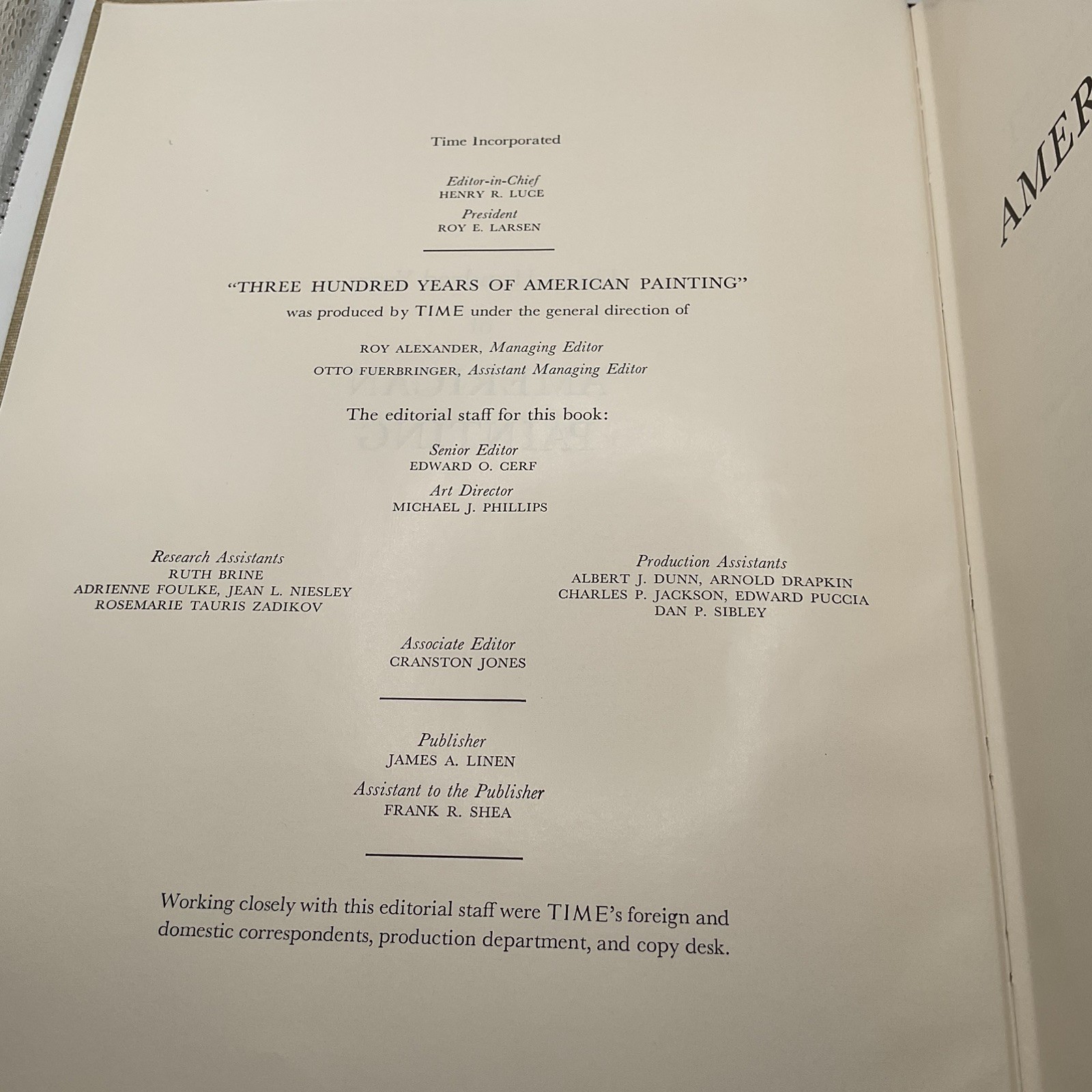 Vintage Art Book 300 Years Of American Painting Hardcover 1957 First Trade Ed