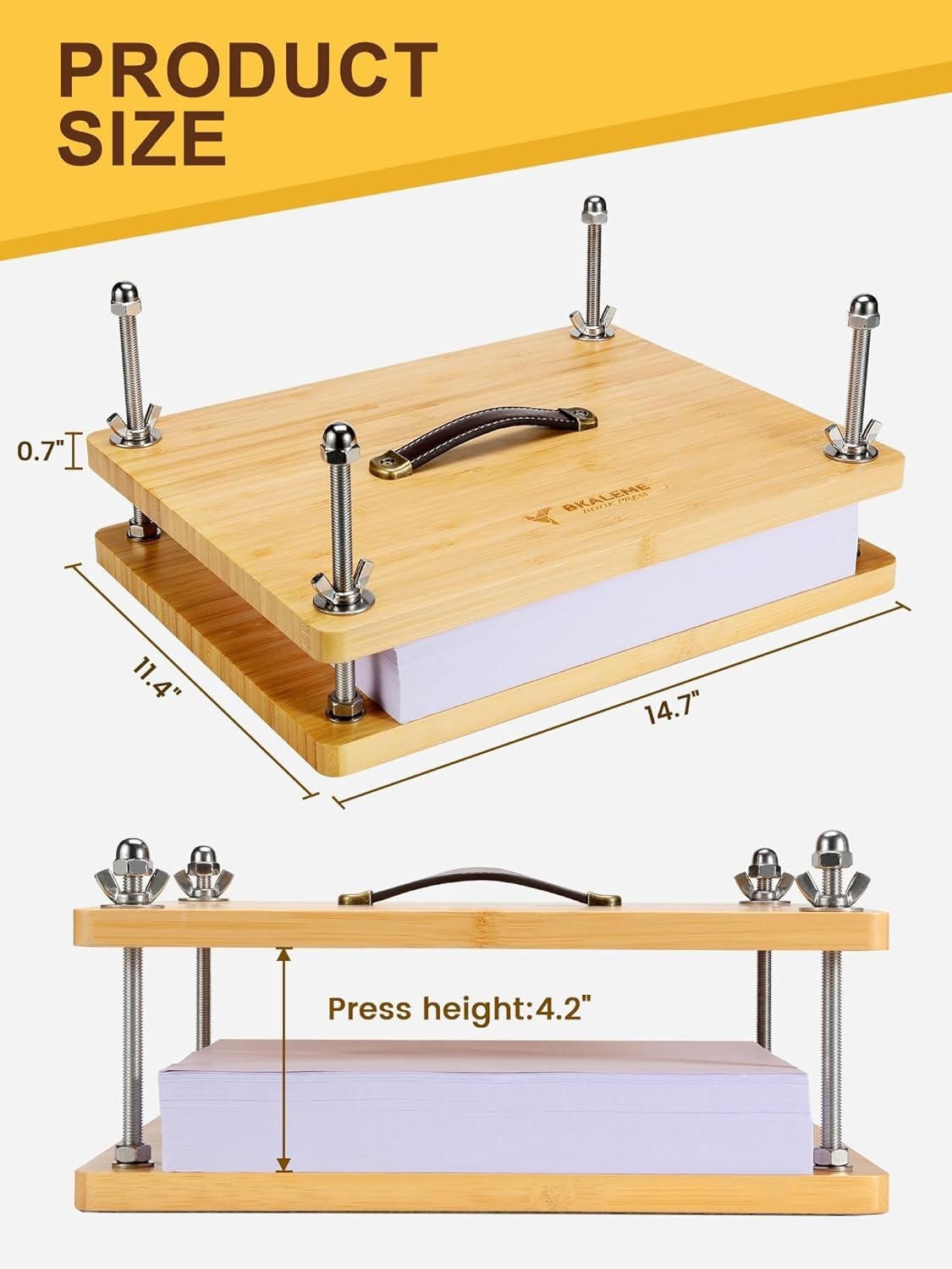 Handmade Book Press 14.7×11.4 in – Sustainable Wood Craft Tools for Bookbinding