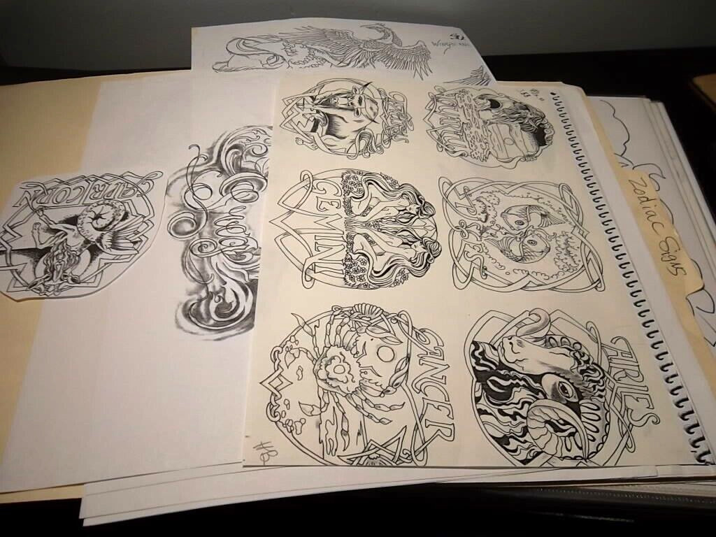 3 ring notebook Tattoo flash Varied artists Circa 2000 and up