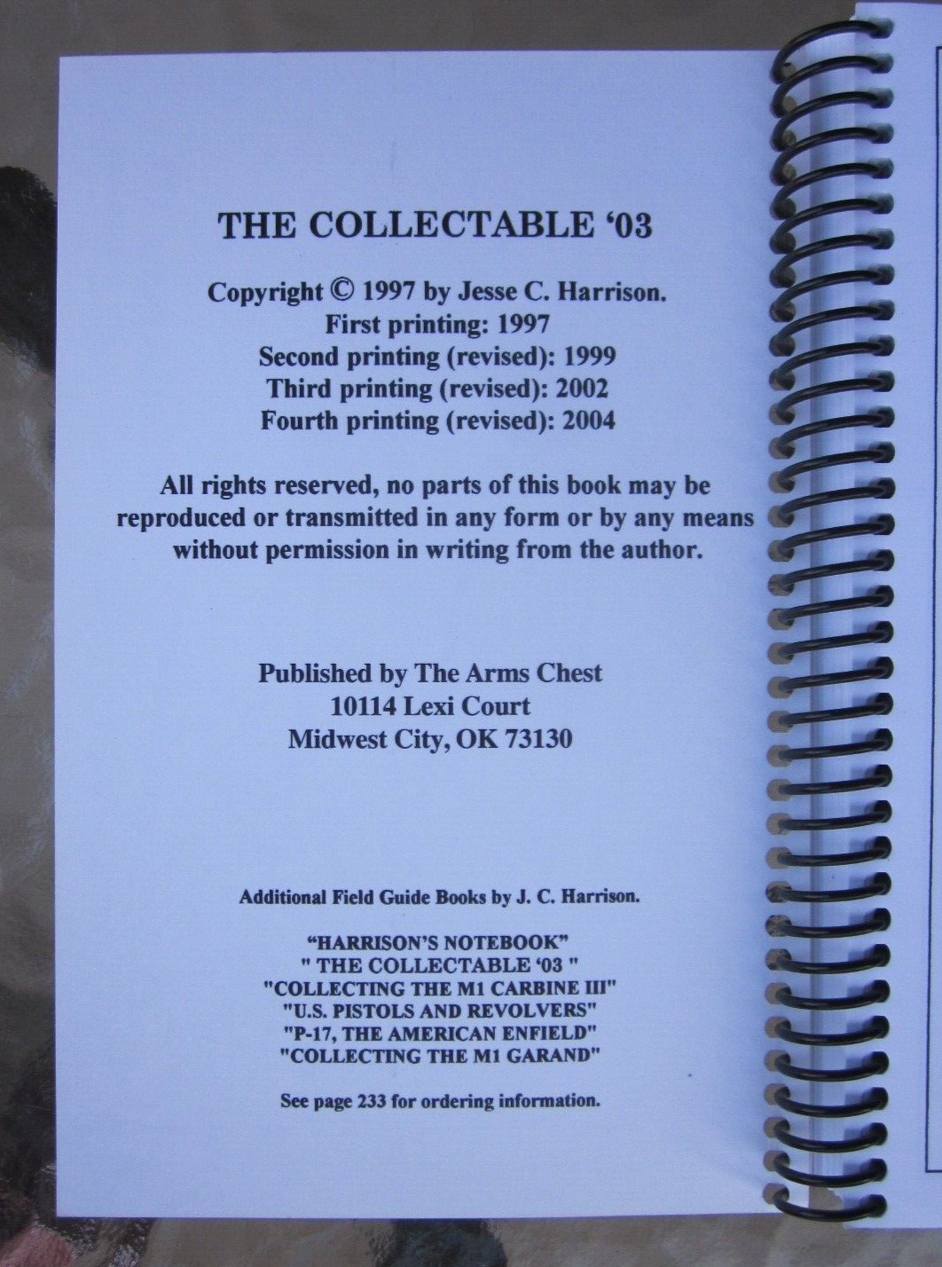 The Collectable ’03 Collectors Field Guide – J.C. Harrison Rifle RARE