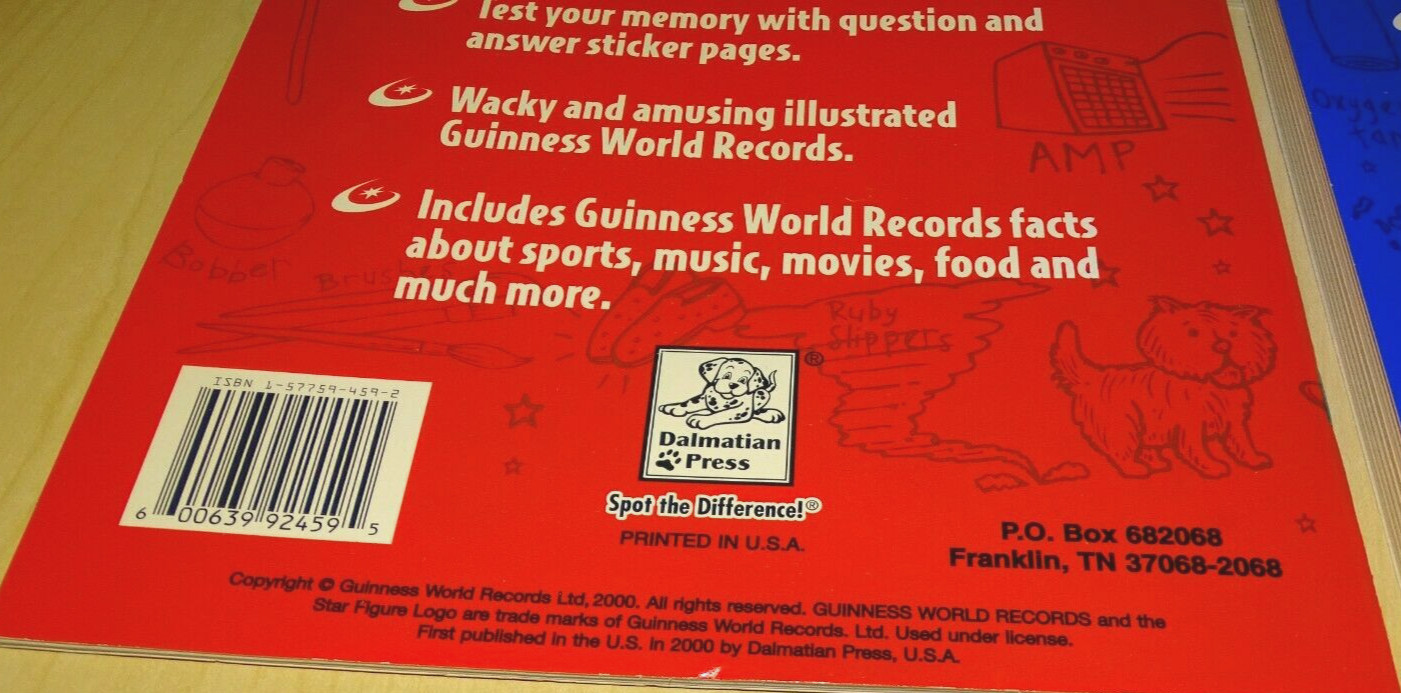 Guinness World Records Activity Book Plus Sticker Fun 2000 Paperback JC