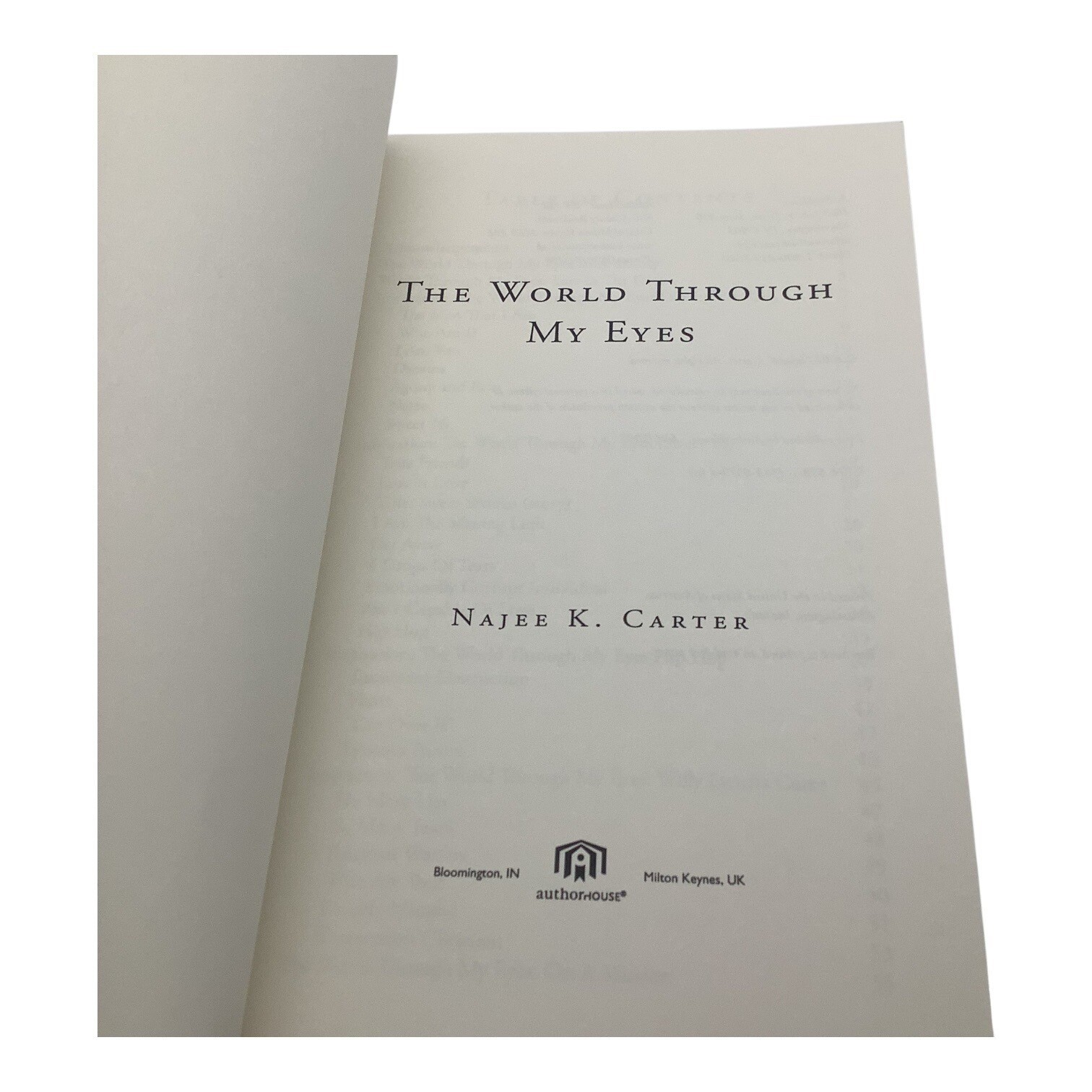 The World Through My Eyes By Najee K. Carter 2007 Paperback